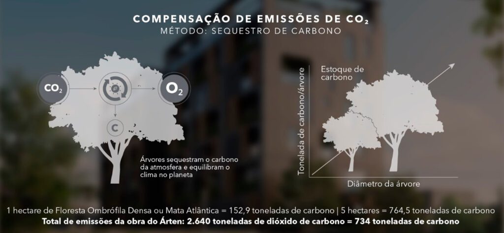 Imagem explicativa sobre a compensação de CO2.